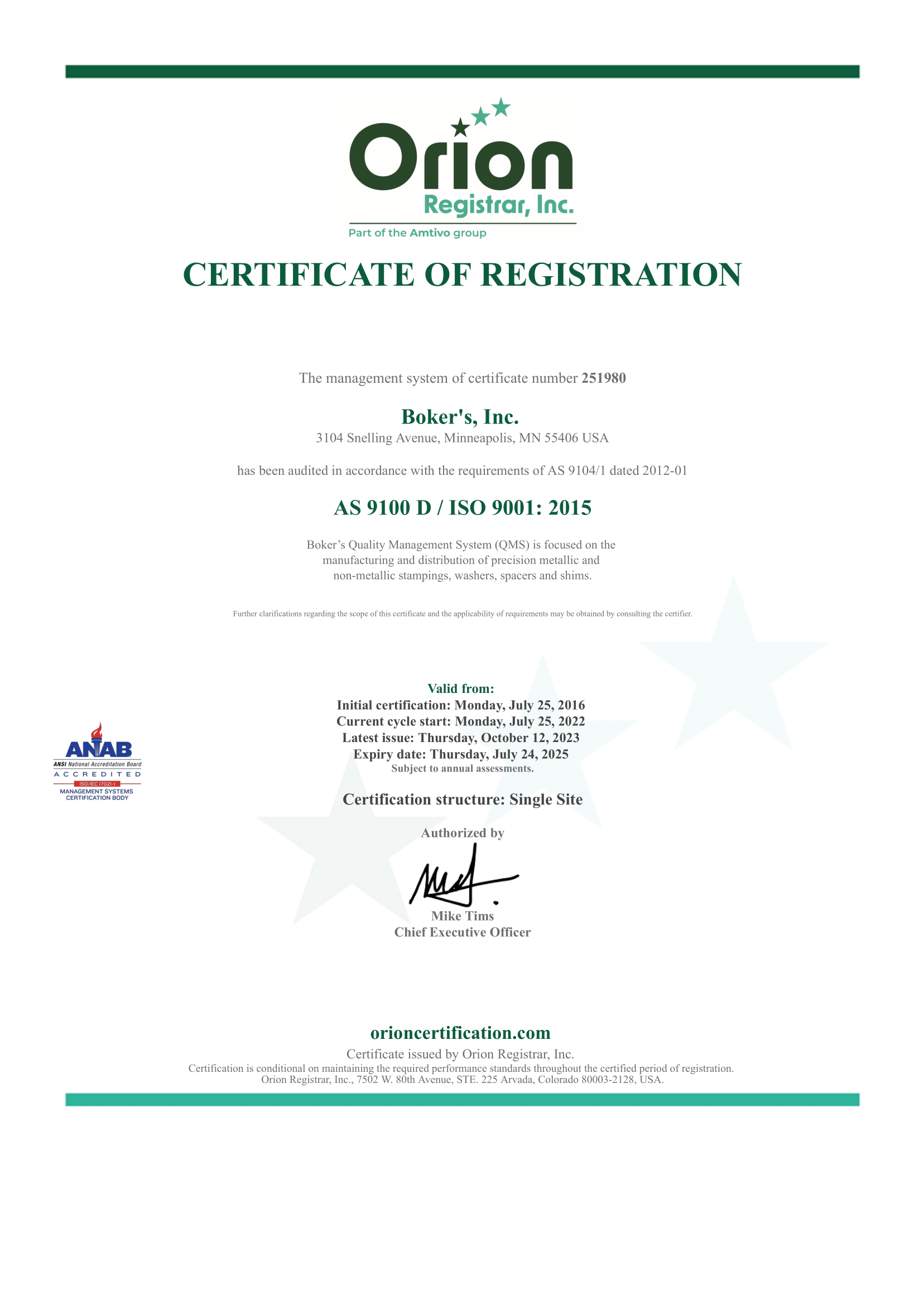 ISO Certification